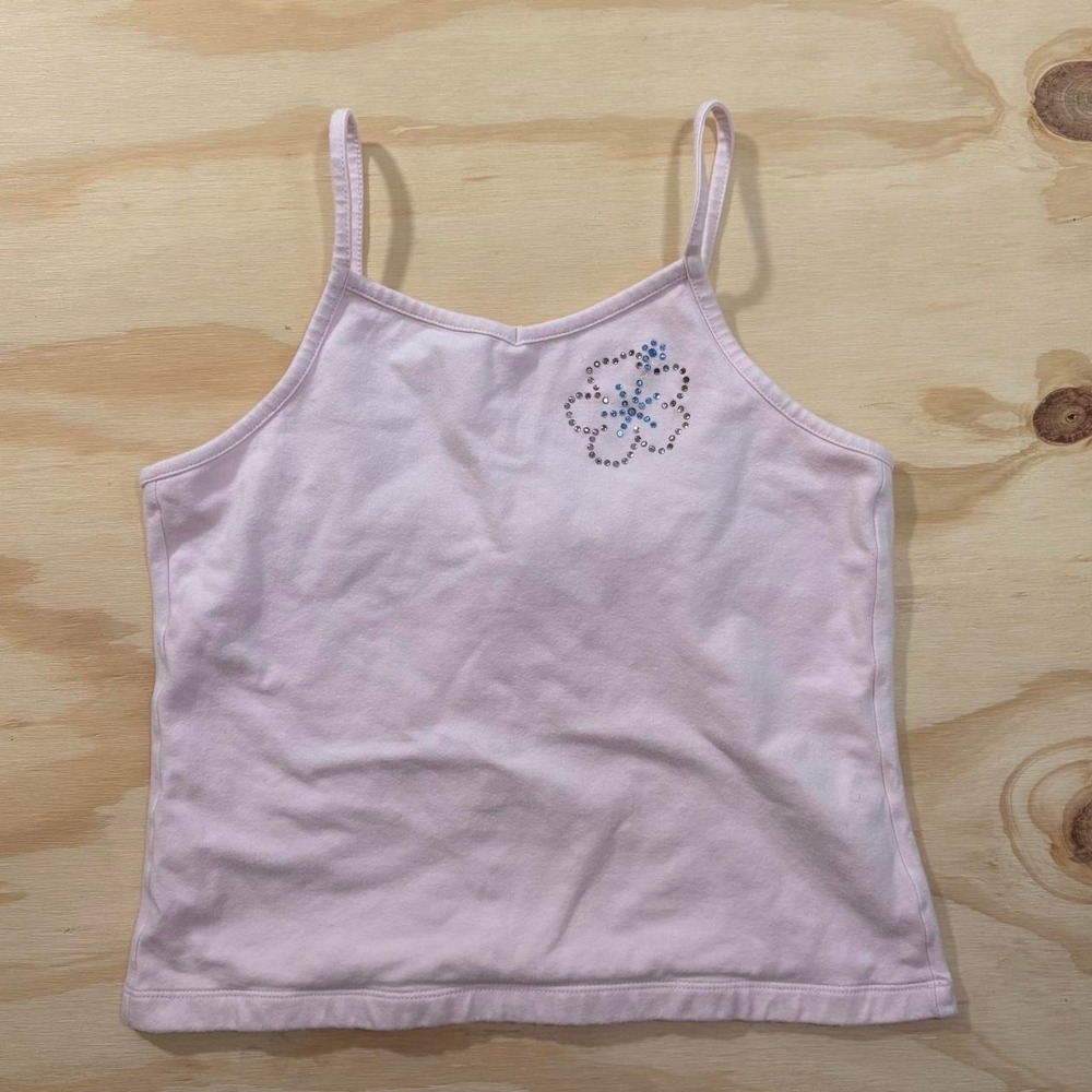 Vintage Y2K Old Navy floral Rhinestone Baby Cami Blouse Size XS-S